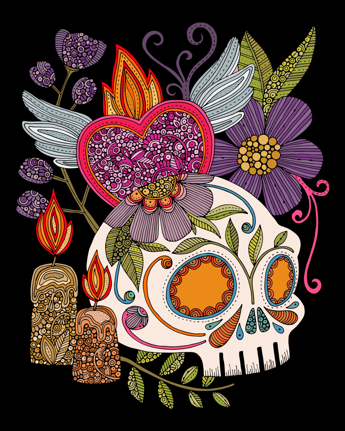 Dia de los Muertos (black background)