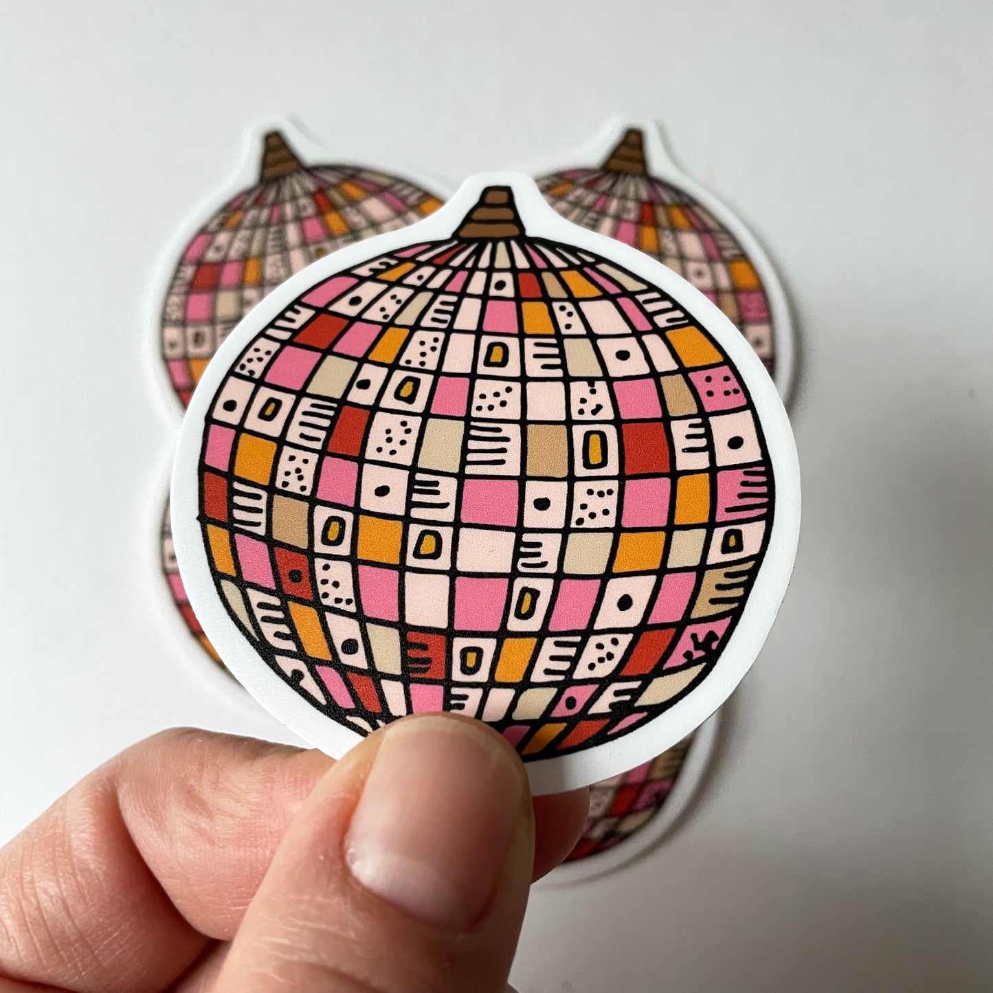 Retro Disco Ball Vinyl Sticker – Whimsical 70s Aesthetic Waterproof Decal