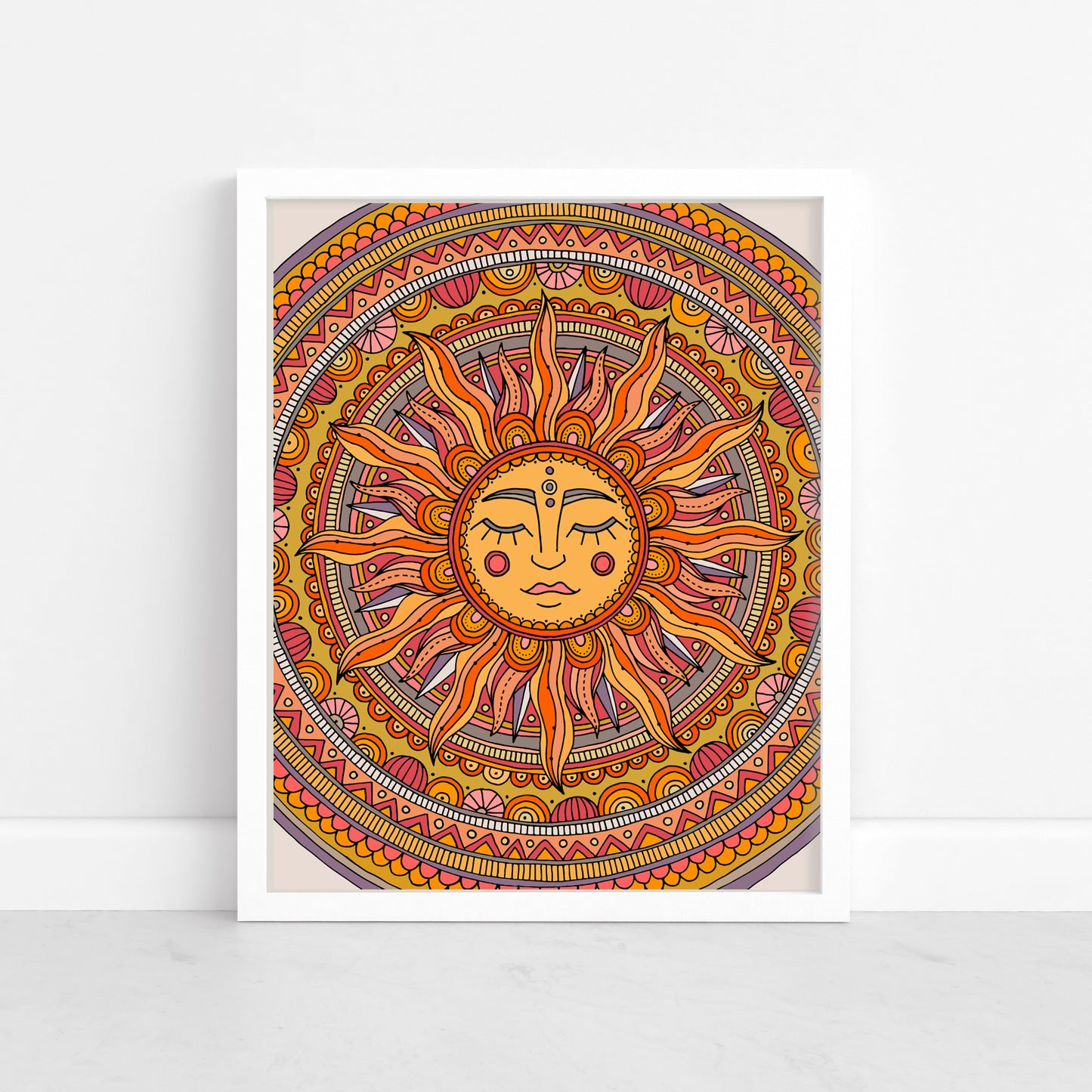 Boho Sun Art Print | Celestial Sun Wall Art