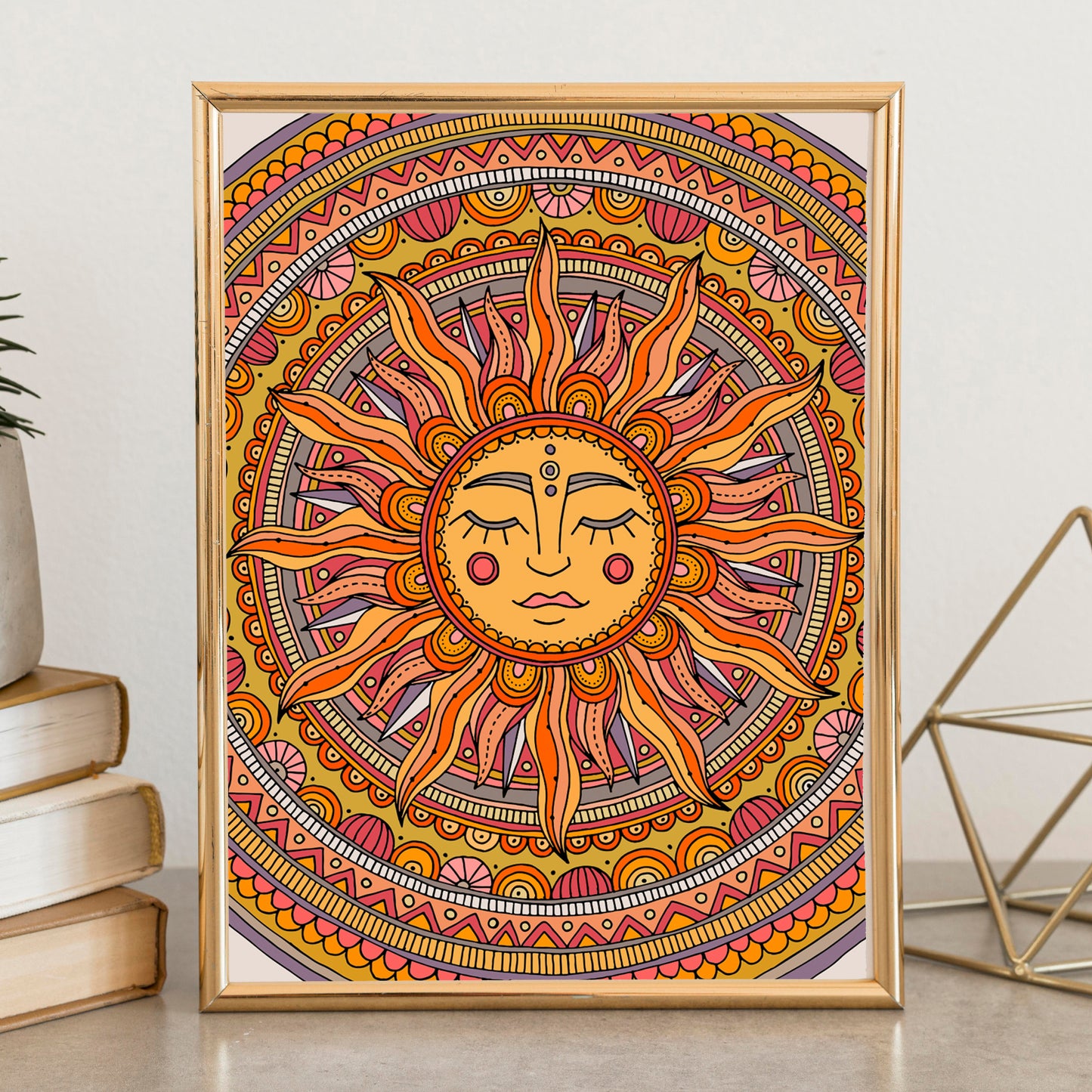 Boho Sun Art Print | Celestial Sun Wall Art