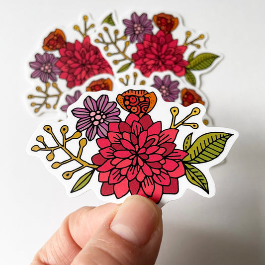 Hand-Drawn Floral Bouquet Vinyl Sticker