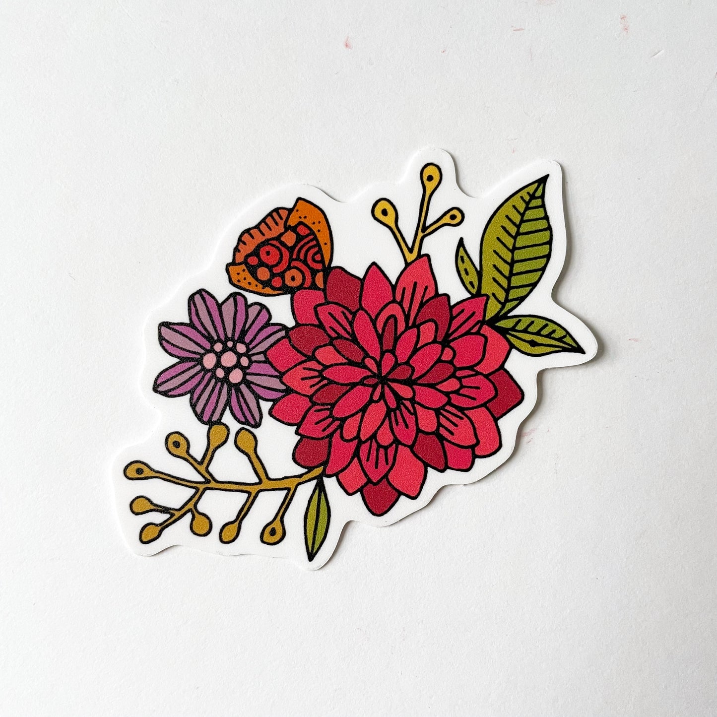 Hand-Drawn Floral Bouquet Vinyl Sticker