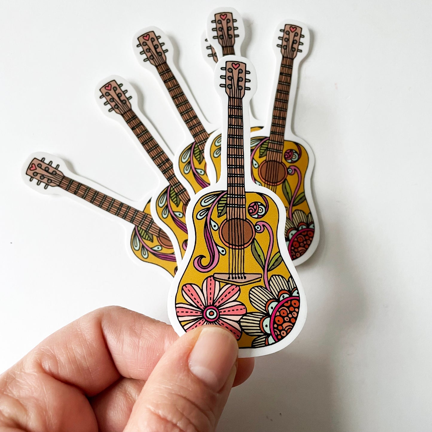 Floral Acoustic Guitar Vinyl Sticker