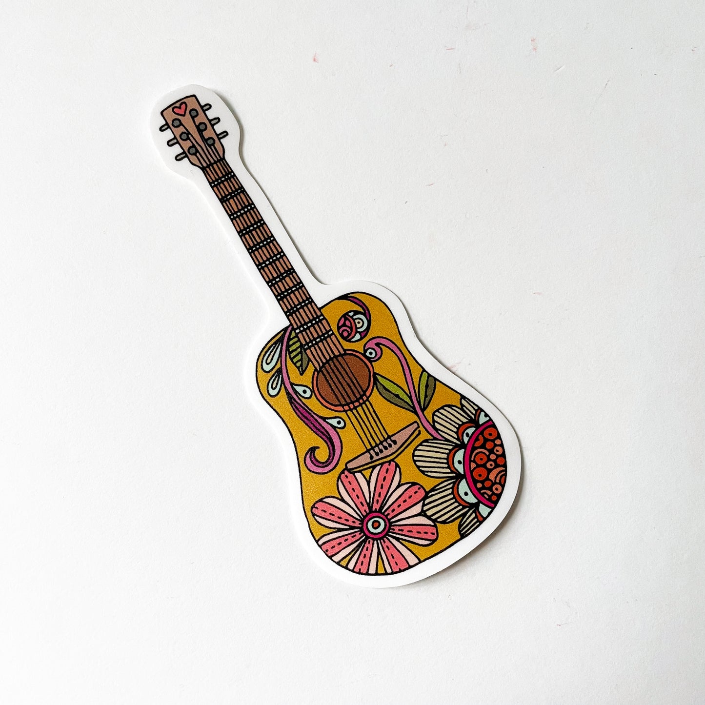 Floral Acoustic Guitar Vinyl Sticker