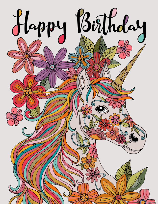 Happy Birthday - Colorful Unicorn