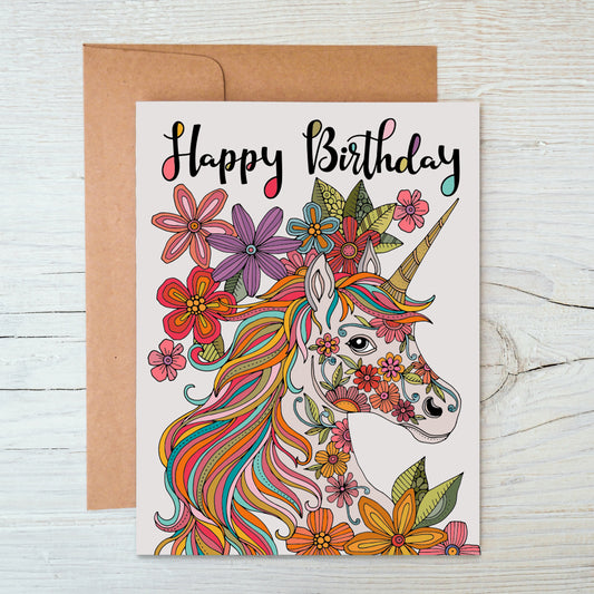 Happy Birthday - Colorful Unicorn