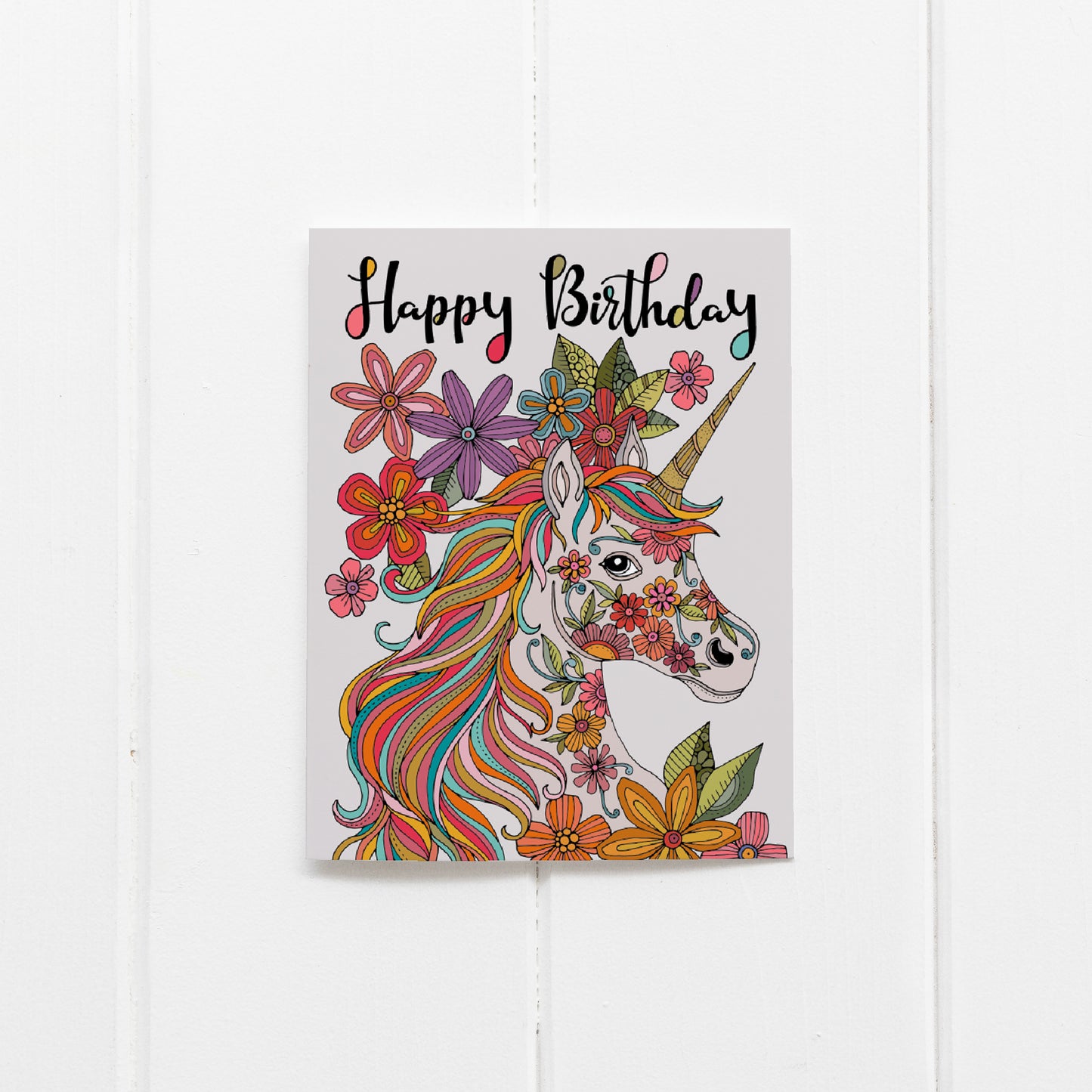 Happy Birthday - Colorful Unicorn