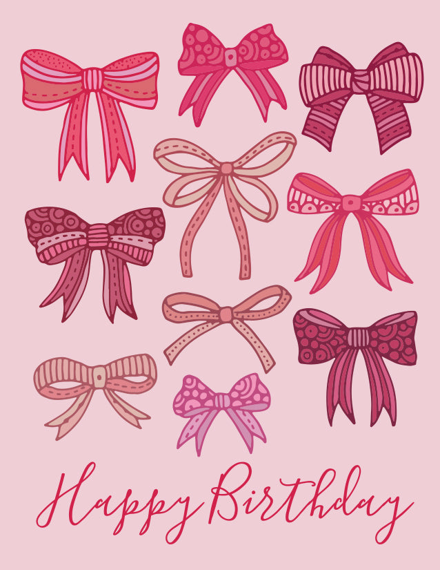 Happy Birthday - Cute pink bows