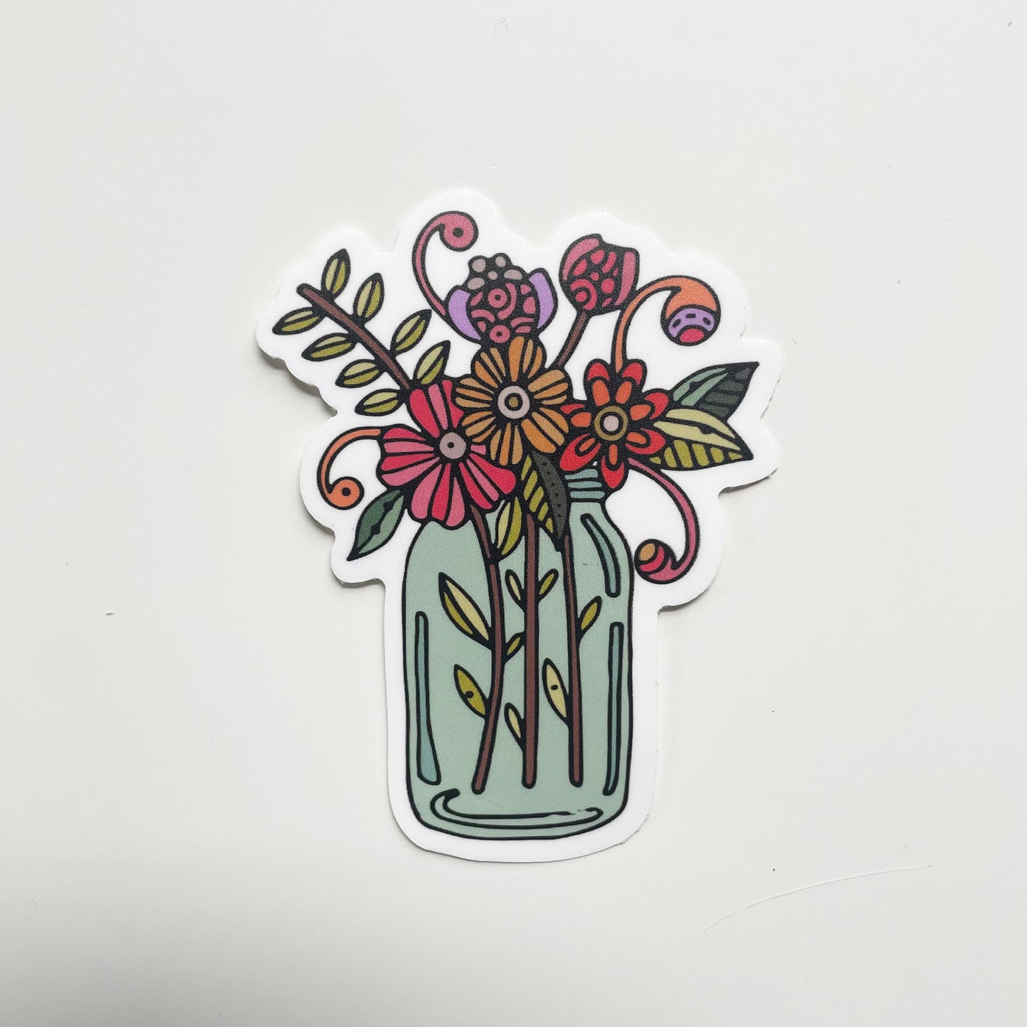 Jar with Flower, Vinyl Sticker