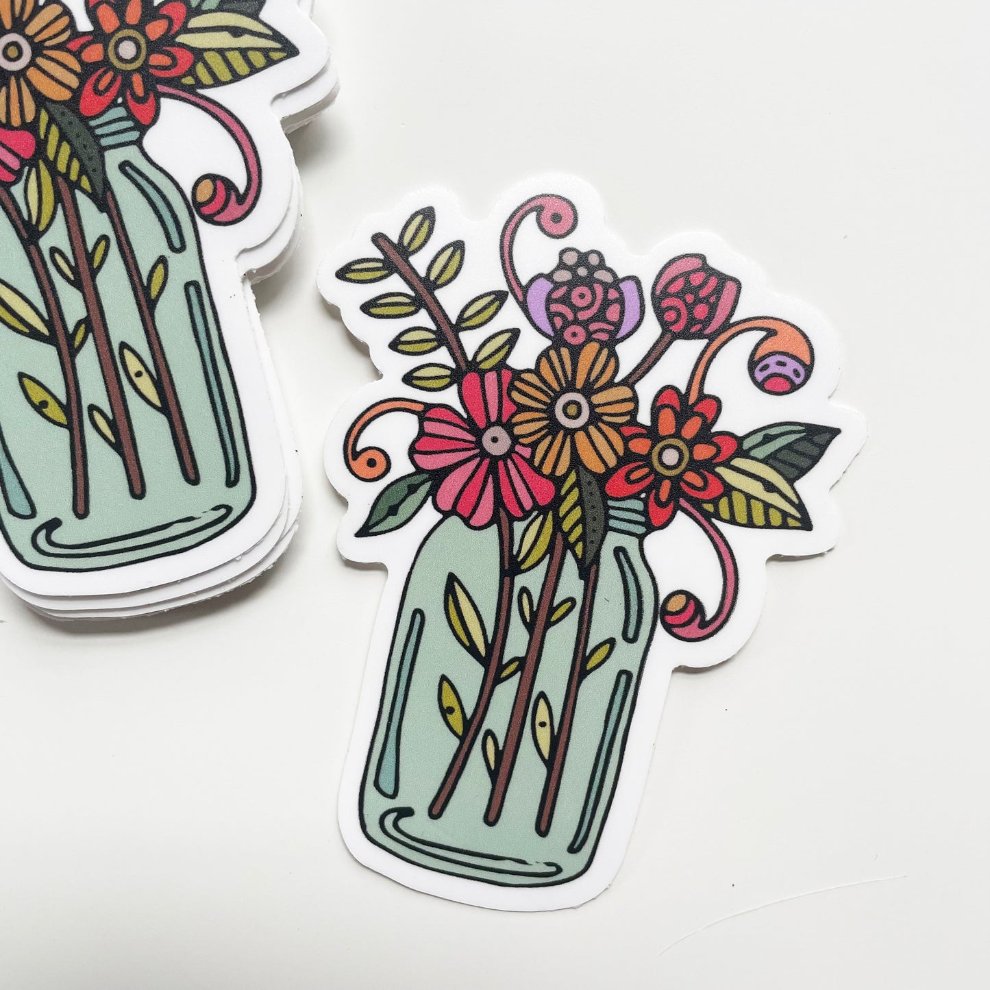 Jar with Flower, Vinyl Sticker