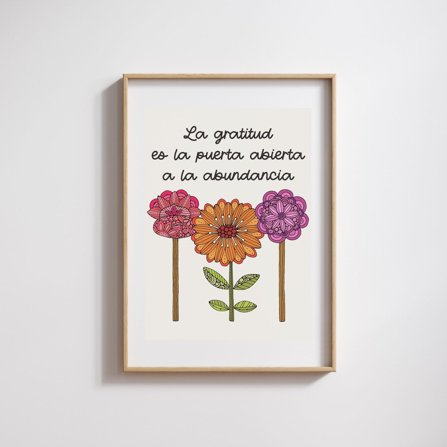 Motivational Art Print La Gratitud es la puerta abierta a la abundancia