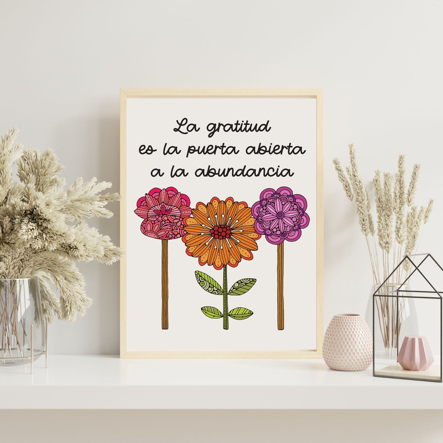 Motivational Art Print La Gratitud es la puerta abierta a la abundancia