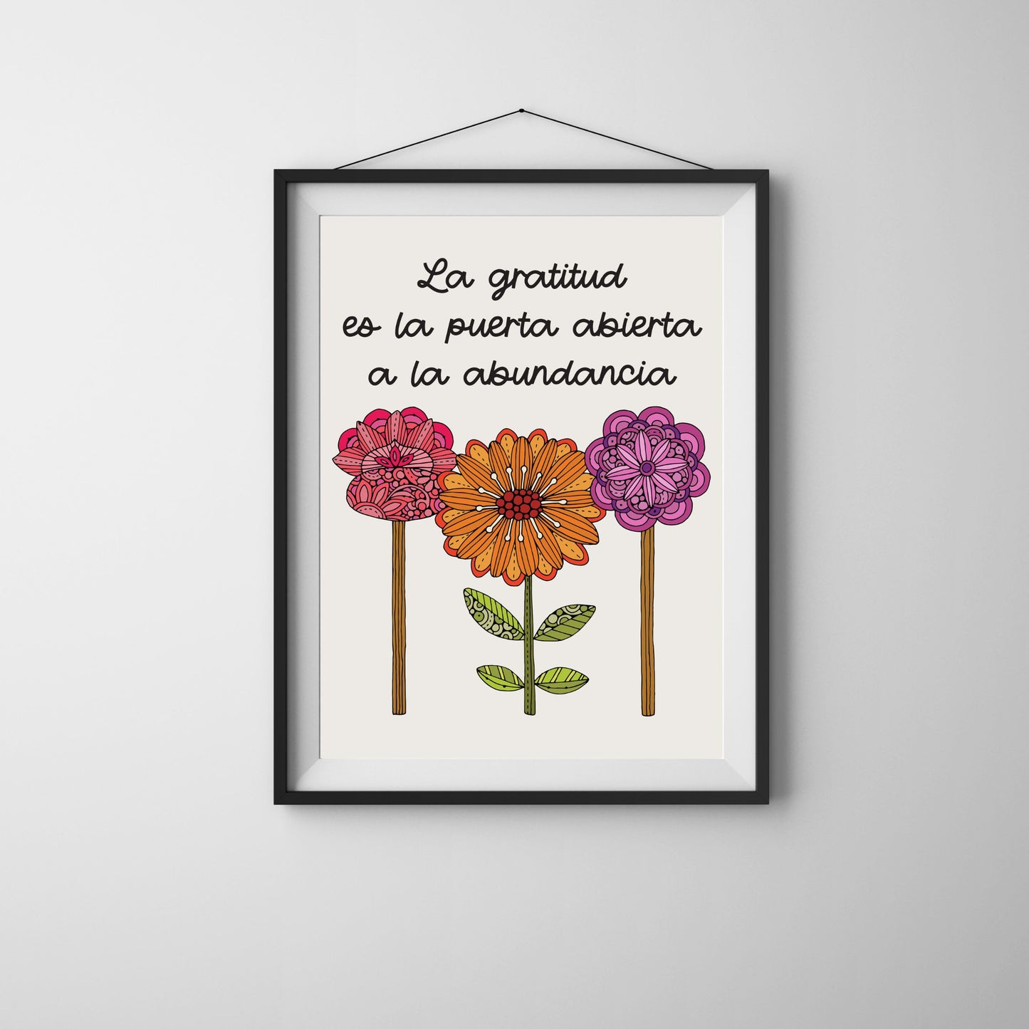 Motivational Art Print La Gratitud es la puerta abierta a la abundancia