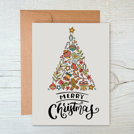 Merry Christmas Cute tree - Holiday Greeting Card