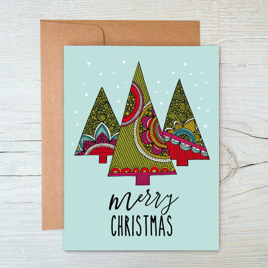 Merry Christmas 3 Trees - Holiday Greeting Card