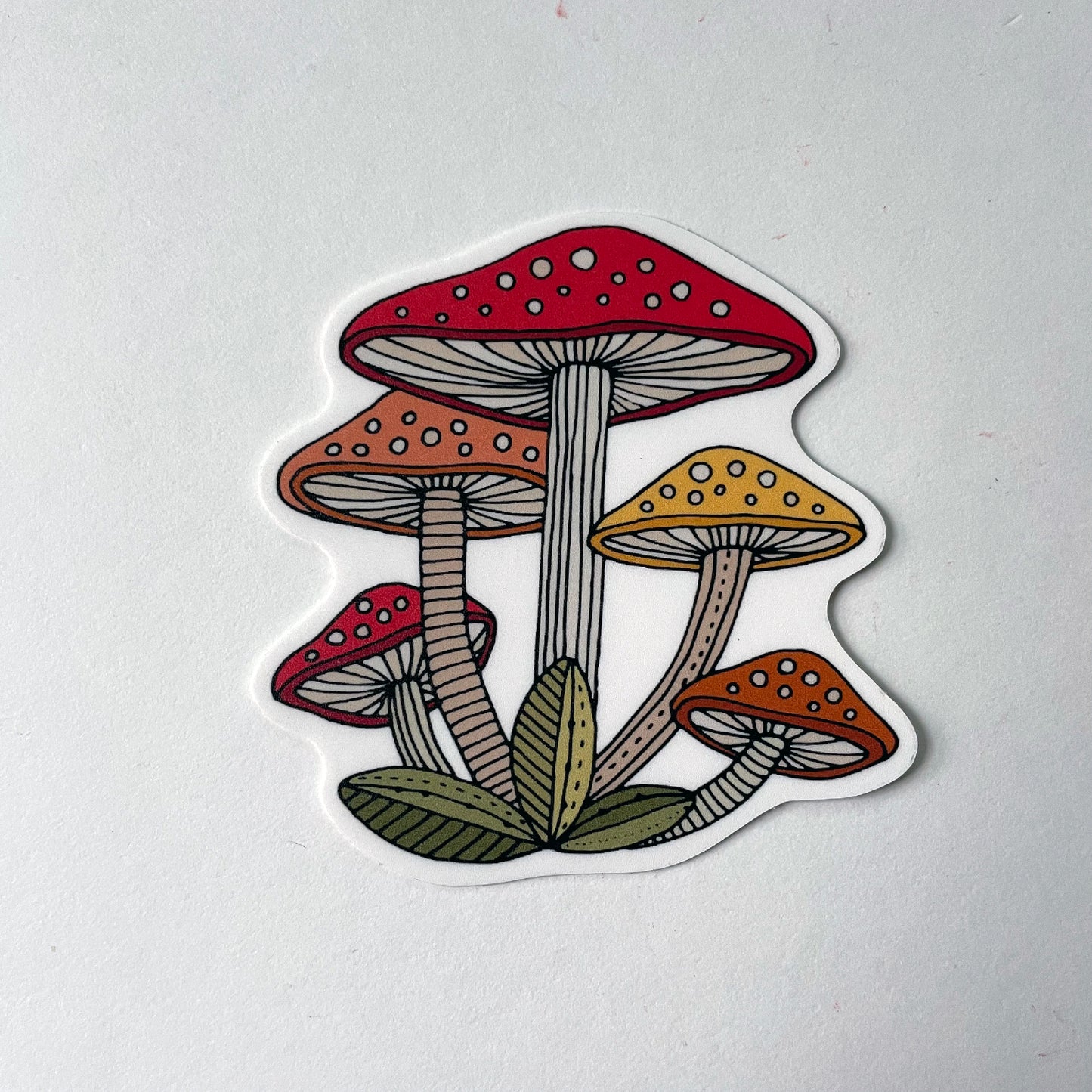 Whimsical Mushroom Cluster Vinyl Sticker