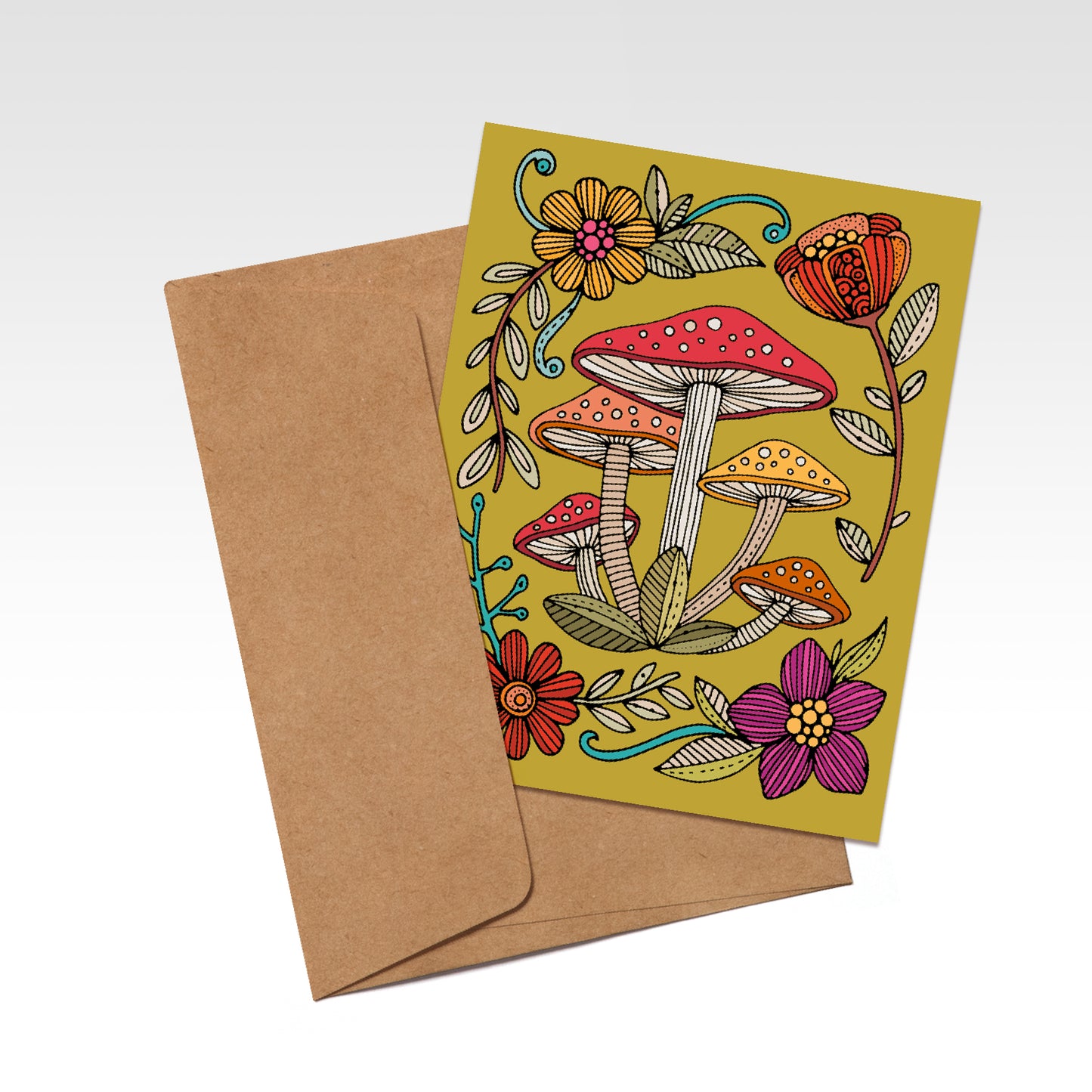 Mushrooms and flowers