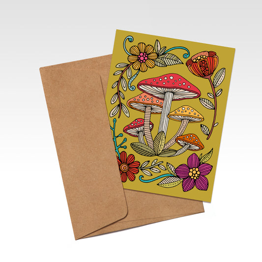 Mushrooms and flowers