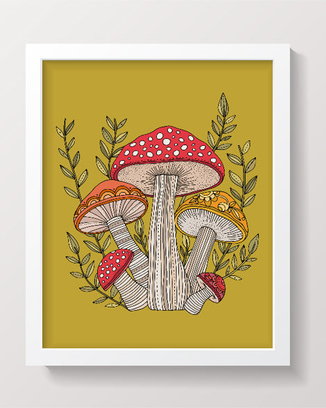 Cute mushrooms forest