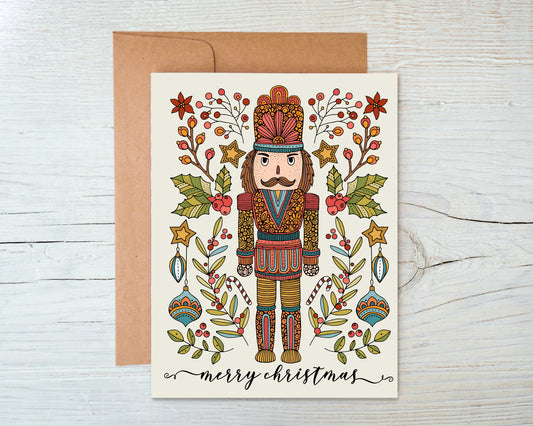 Nutcracker Merry Xmas-- Holiday Greeting Card