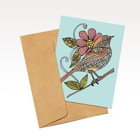 Cute bird with flower