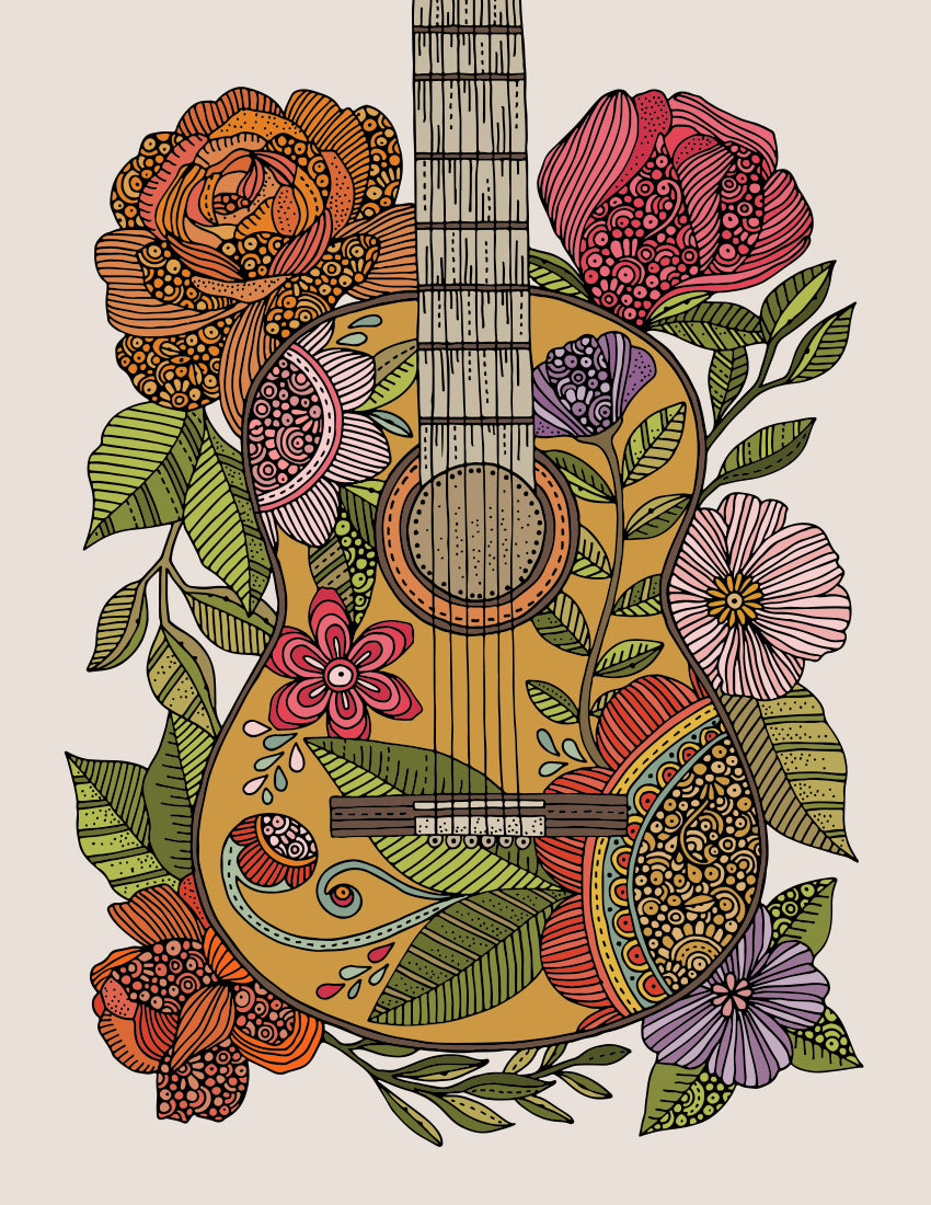 The guitar with flowers