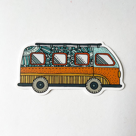 Retro Road Trip Van Vinyl Sticker