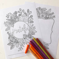 Grateful Coloring page + letter frame