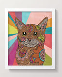 Little cat - colorful background Art Print