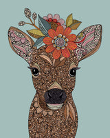 Little deer with flowers