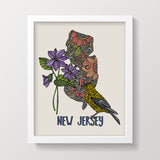 New Jersey State Map - State Bird Violet
